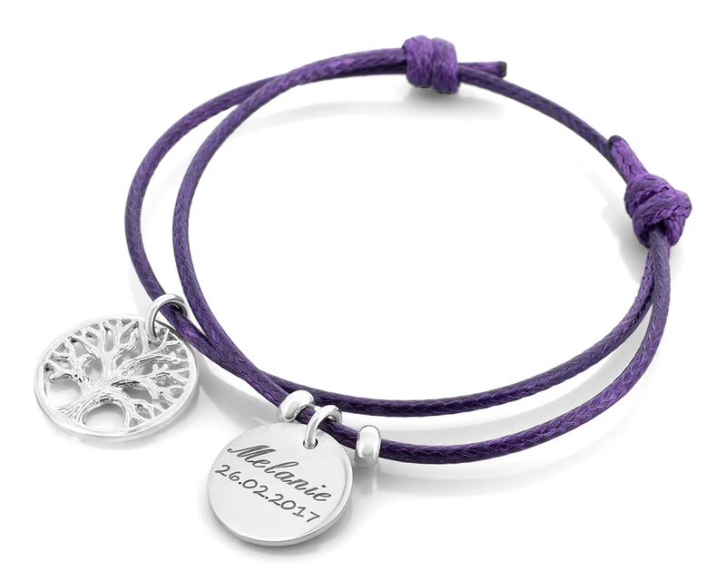 ARMBAND ZUR GEBURT MIT LEBENSBAUM, NAMENSARMBAND GRAVUR, KINDERSCHMUCK