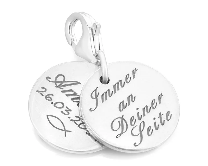 TAUFANHÄNGER 925 SILBER FÜR PATENKIND, GESCHENK ZUR TAUFE, GRAVUR CHARM