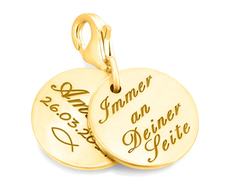 ANHÄNGER MIT GRAVUR, TAUFE CHARM, GESCHENK GEBURTSTAG, FREUNDSCHAFT SCHMUCK