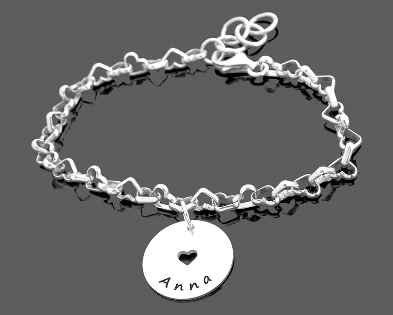 SILBERARMBAND HERZEN MIT NAMEN, DAMEN ARMBAND 925 SILBER GESCHENK TOCHTER