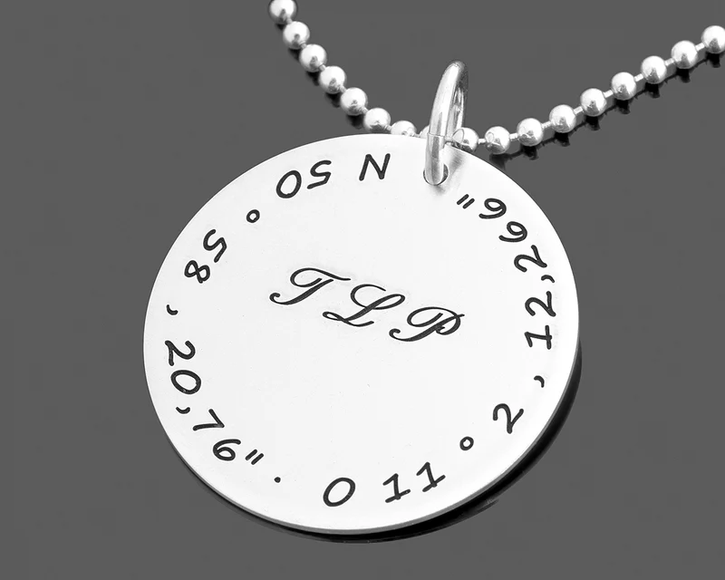 SILBERKETTE MIT KOORDINATEN HALSKETTE INITIALEN NAMENSKETTE 925 SILBER