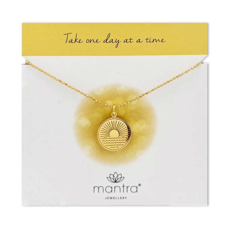 One Day at a Time Disc Necklace in Gold