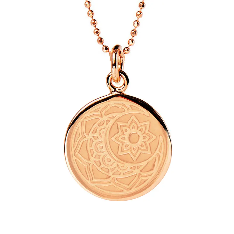 Moon & Sun Disc Necklace in Rose Gold