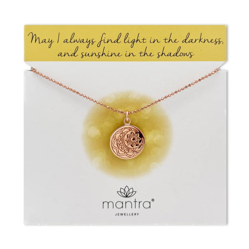 Moon & Sun Disc Necklace in Rose Gold