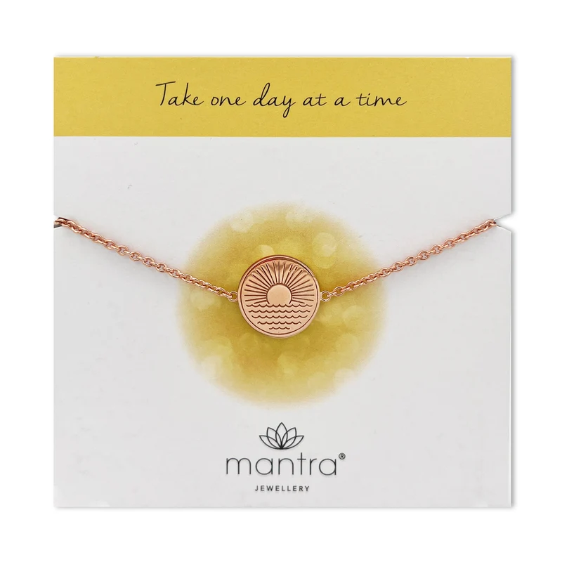 One Day at a Time Disc Bracelet in Rose Gold