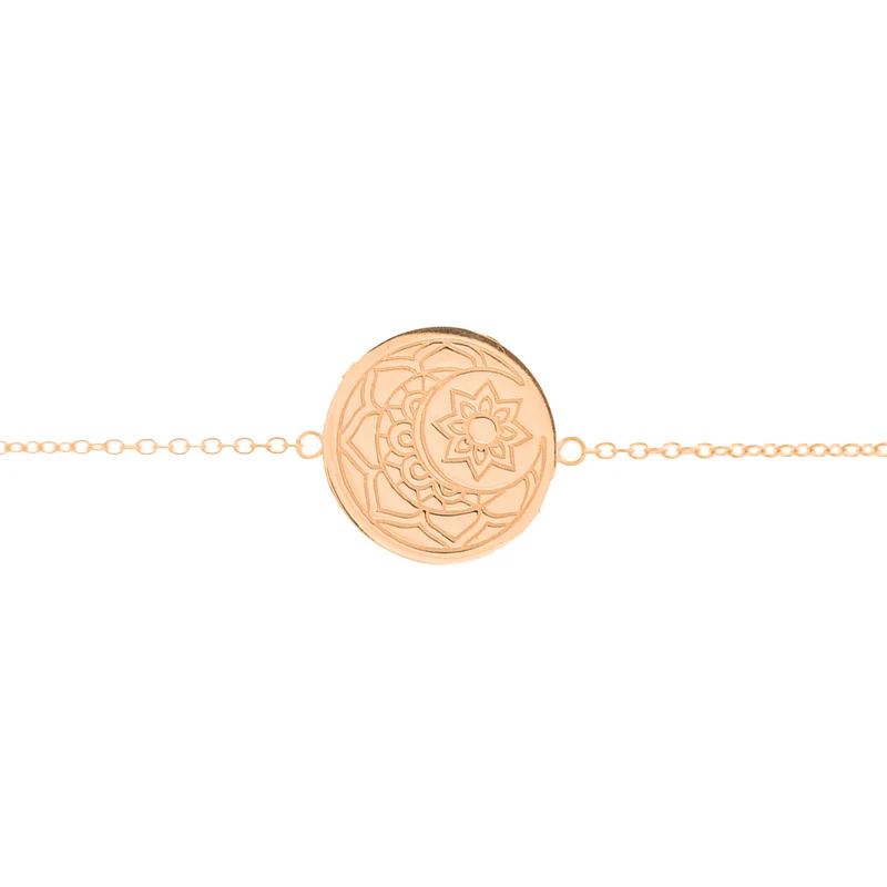 Moon & Sun Disc Bracelet in Rose Gold