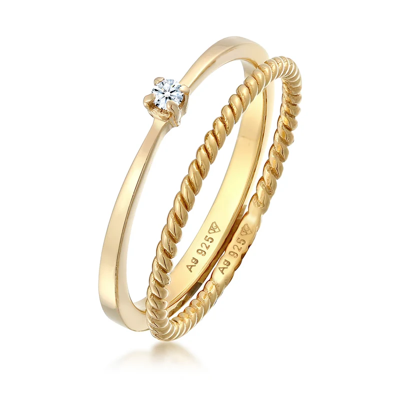 Ring-Set Verlobung | Diamant (weiß, 0.03 ct.)