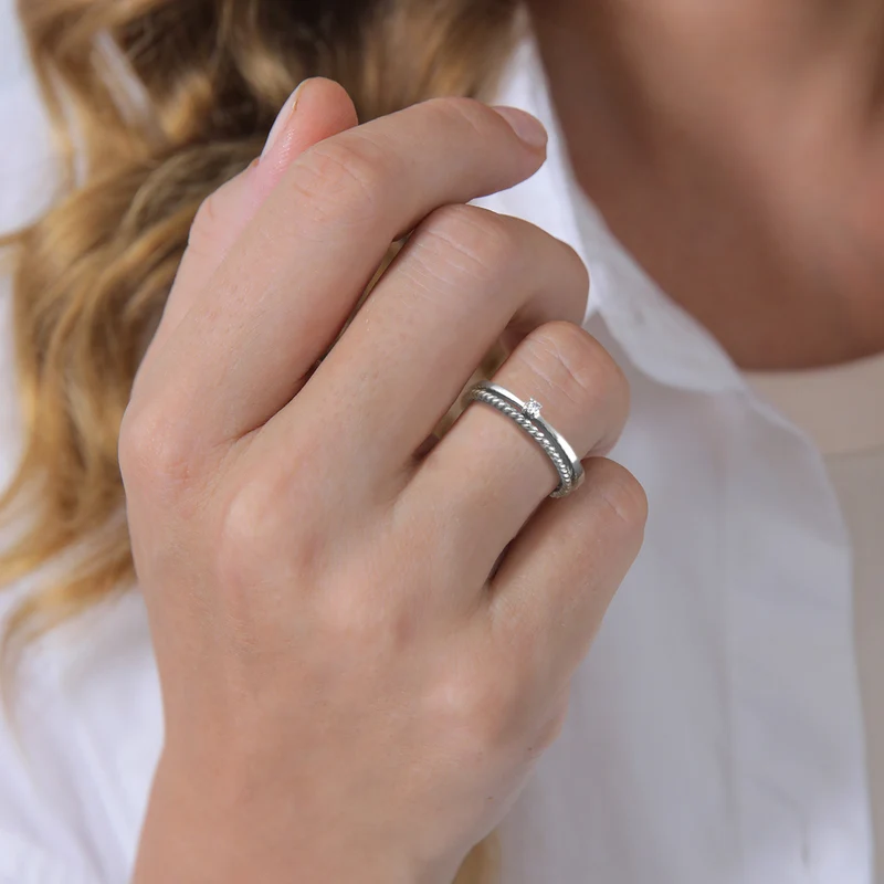 Ring-Set Verlobung | Diamant (weiß, 0.03 ct.)