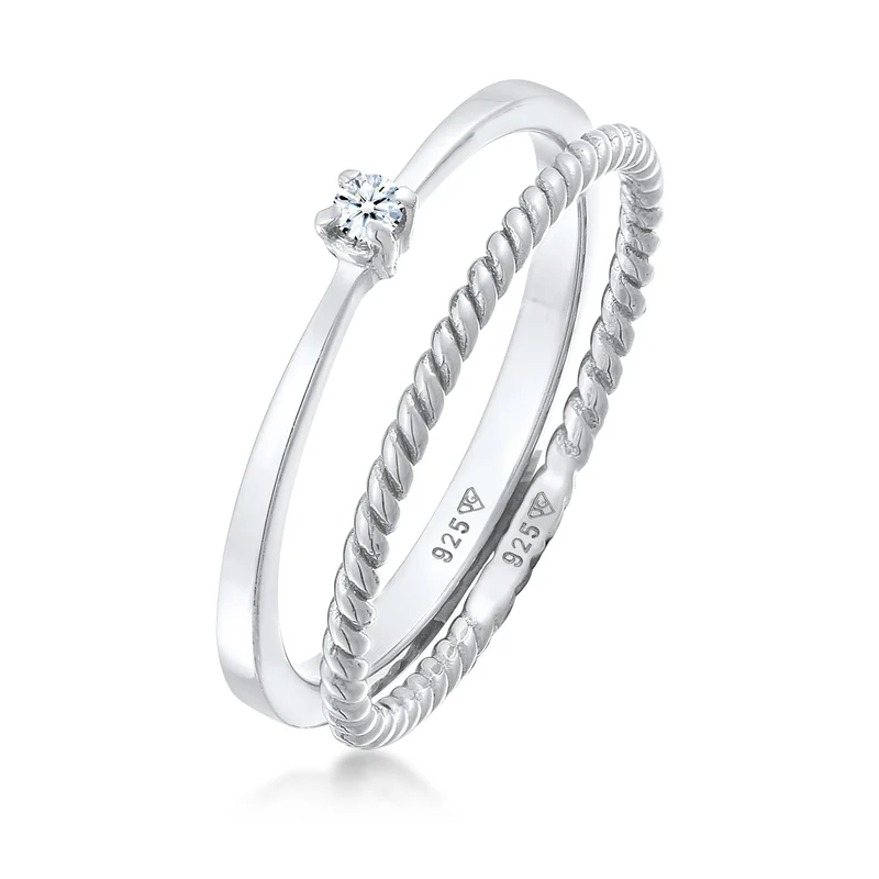 Ring-Set Verlobung | Diamant (weiß, 0.03 ct.)