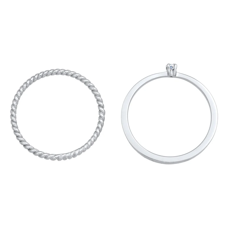 Ring-Set Verlobung | Diamant (weiß, 0.03 ct.)