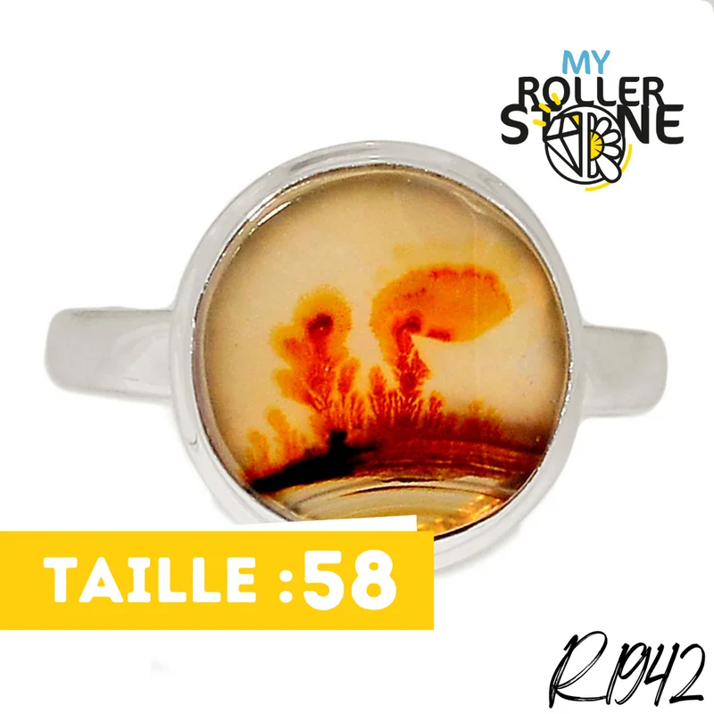 Malerischer Dendriten-Achat-Ring R1942