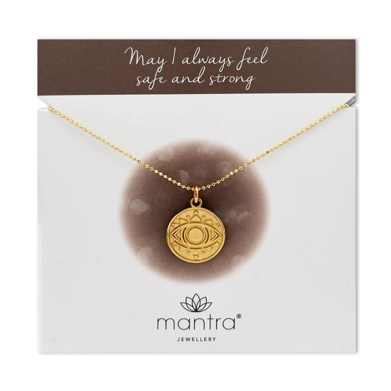 Evil Eye Disc Necklace in Gold