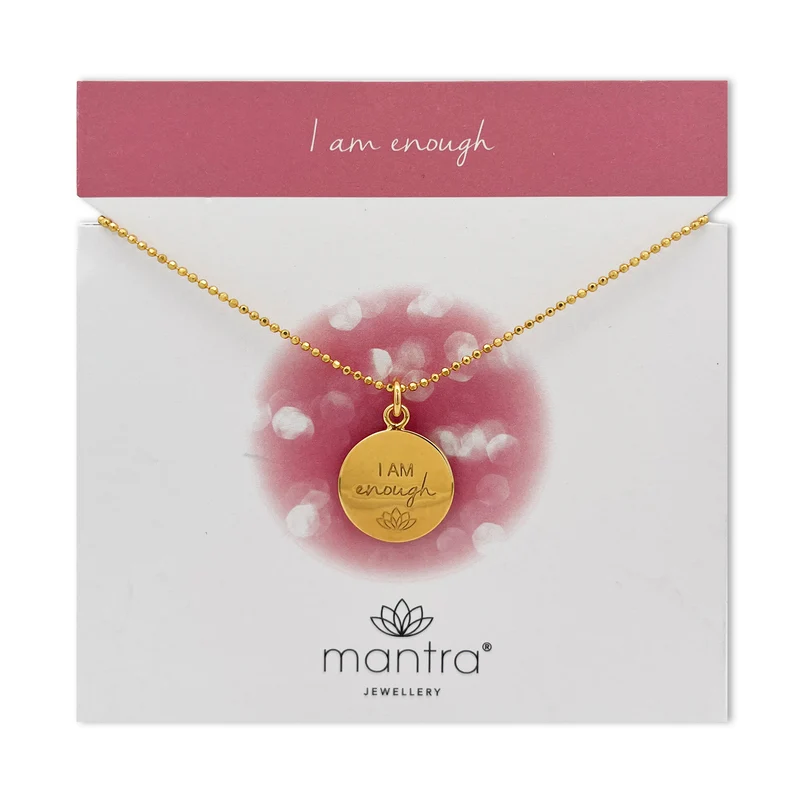 I am Enough Disc Necklace in Gold