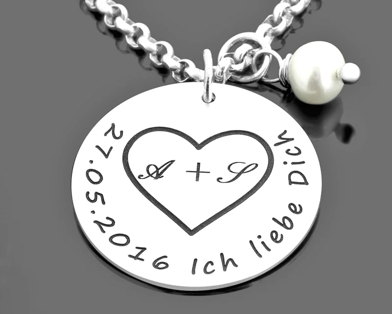 HALSKETTE HEIRATSANTRAG, 925 SILBER KETTE MIT INITIALEN GRAVUR