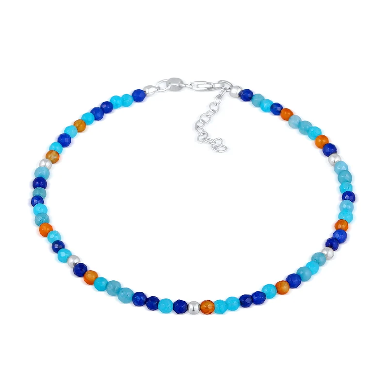 Fußkettchen Kugeln | Achat (Blau)