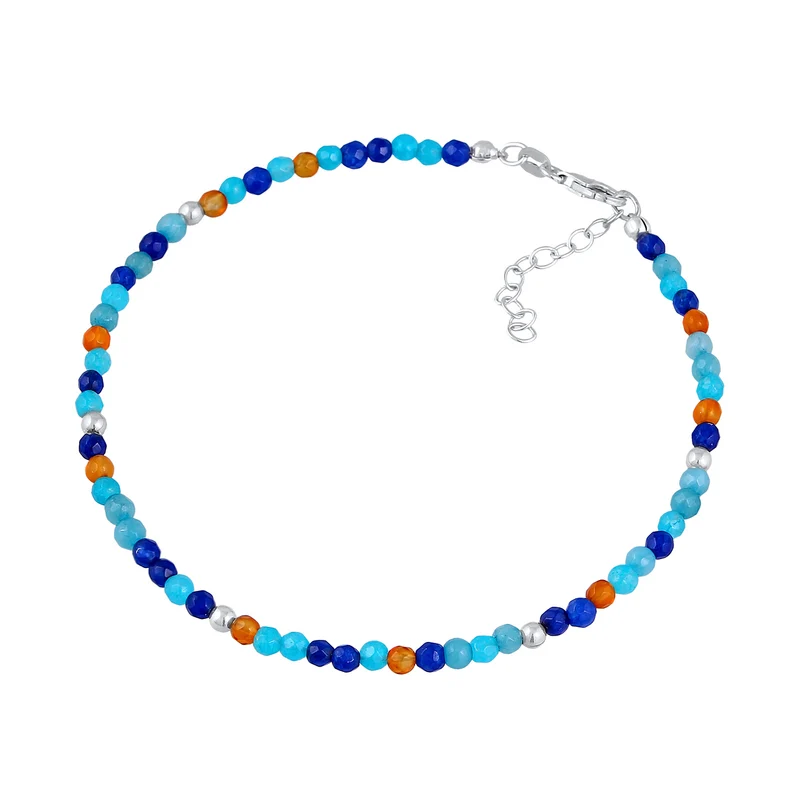 Fußkettchen Kugeln | Achat (Blau)
