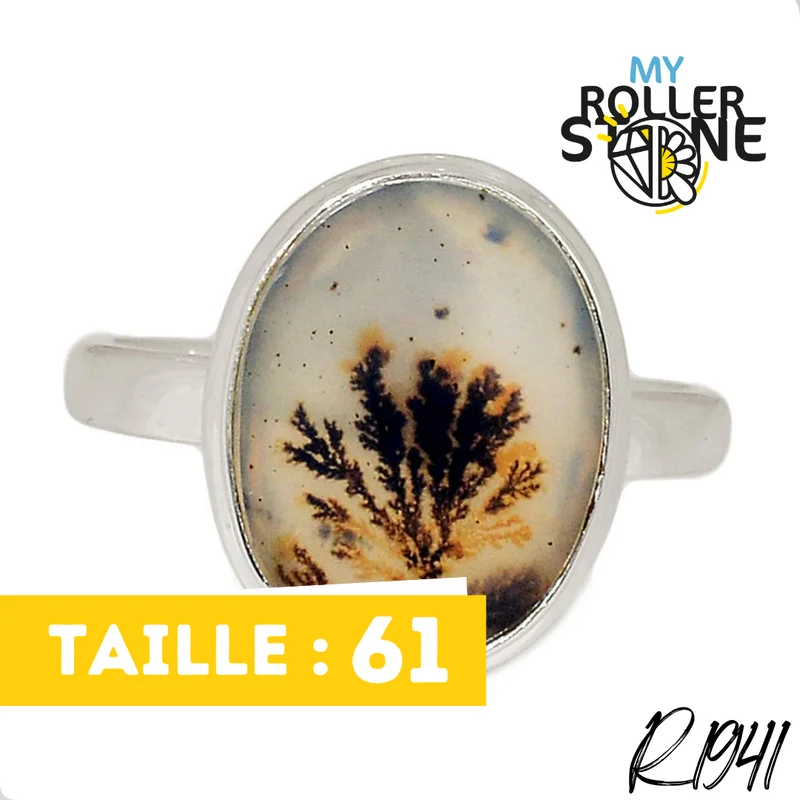 Malerischer Dendriten-Achat-Ring R1941