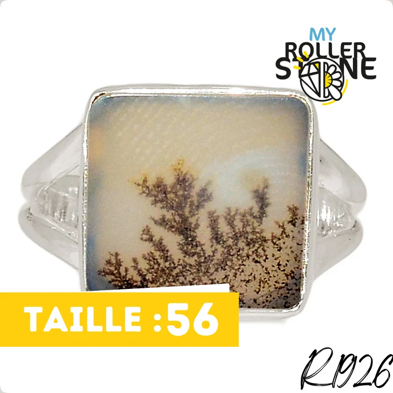 Malerischer Dendriten-Achat-Ring R1926