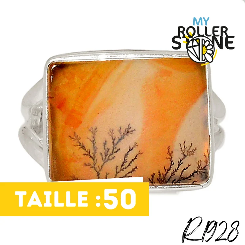 Malerischer Dendriten-Achat-Ring R1928