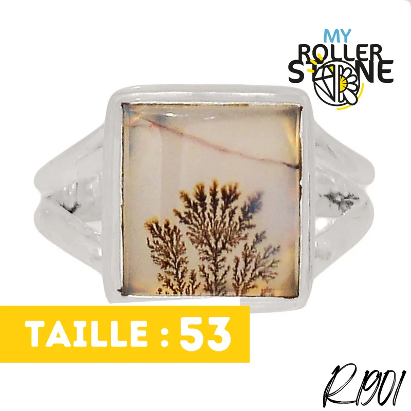 Malerischer Dendriten-Achat-Ring R1901