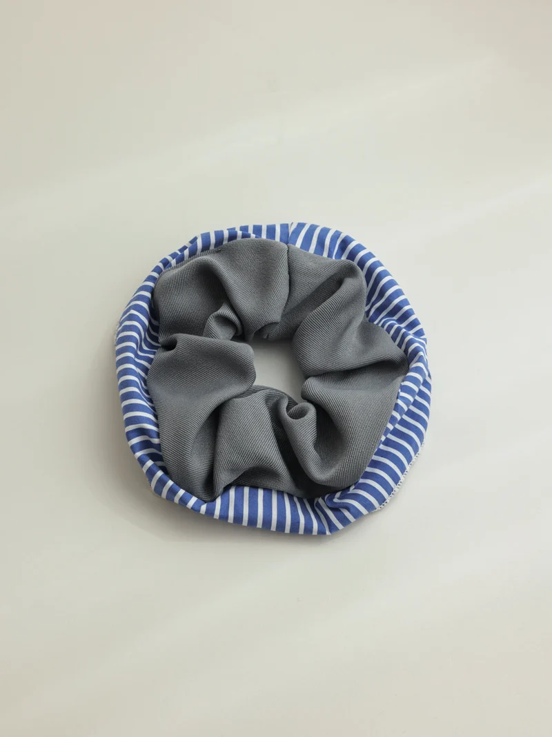 Serene Stripes Navy-striped Scrunchie
