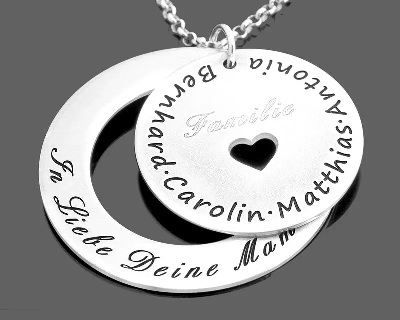 FAMILIENKETTE SILBER MIT GRAVUR, PERSONALISIERTER SCHMUCK ONLINE