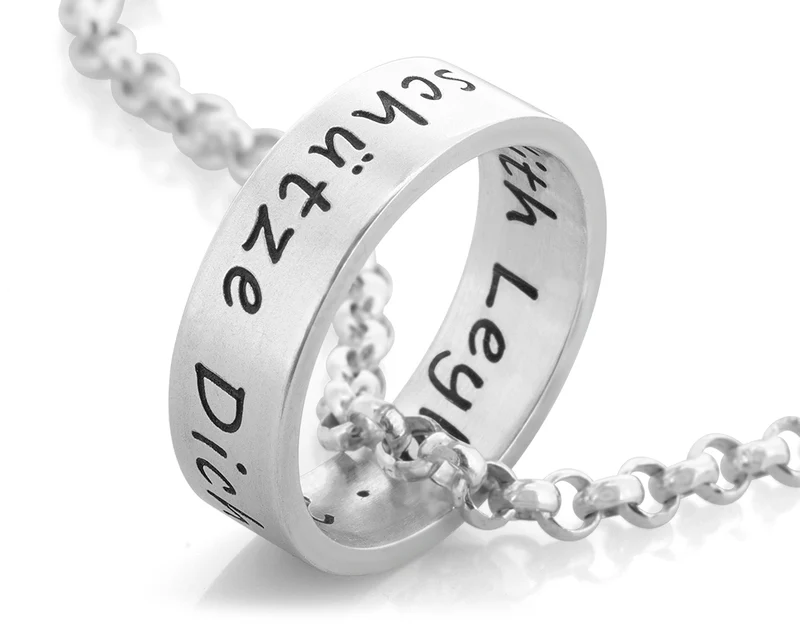 TAUFRING KETTE 925 SILBER RING GRAVUR TAUFRING HALSKETTE NAMEN TEXT
