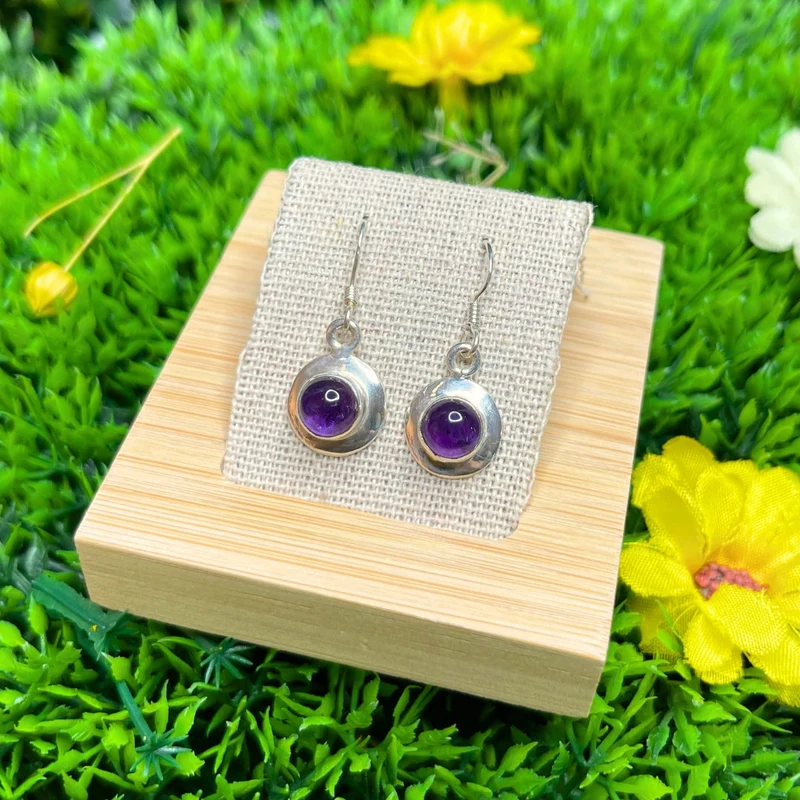 Runde Amethyst-Ohrringe