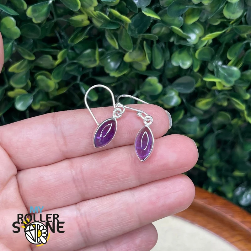 925 Silber Amethyst Marquise Ohrringe