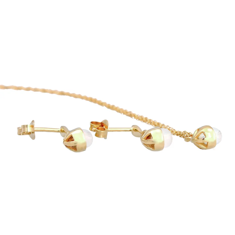 Schmuckset Tropfen | Mondstein (Weiß)