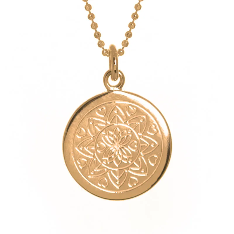 Love Mandala Disc Necklace in Rose Gold P14420C