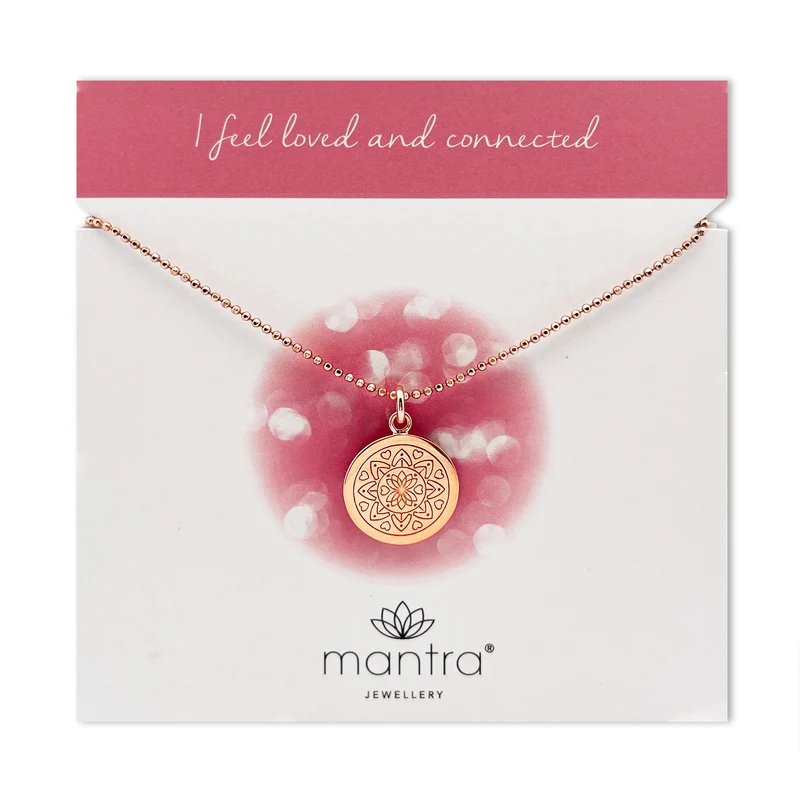 Love Mandala Disc Necklace in Rose Gold P14420C