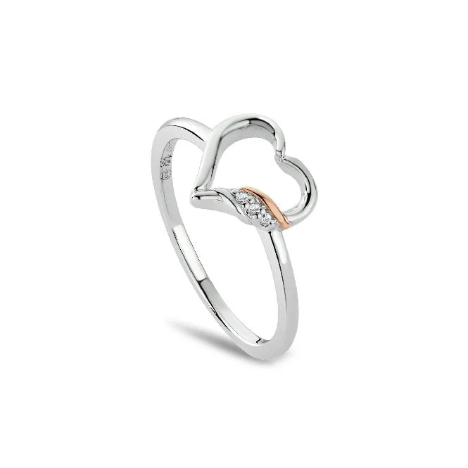 Past Present Future Silver Heart Ring, Size P