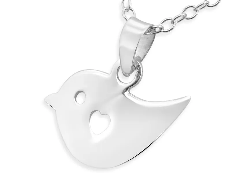 SILBERKETTE MIT VOGELANHÄNGER, VOGEL MIT HERZ SCHMUCK, ONLINE JUWELIER