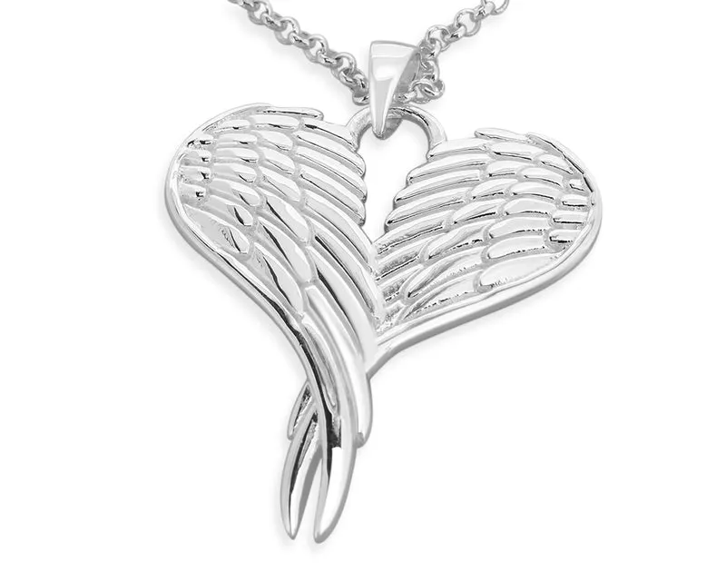 ENGELSFLÜGEL IN HERZFORM, KETTE FLÜGELANHÄNGER, SCHUTZENGEL SCHMUCK
