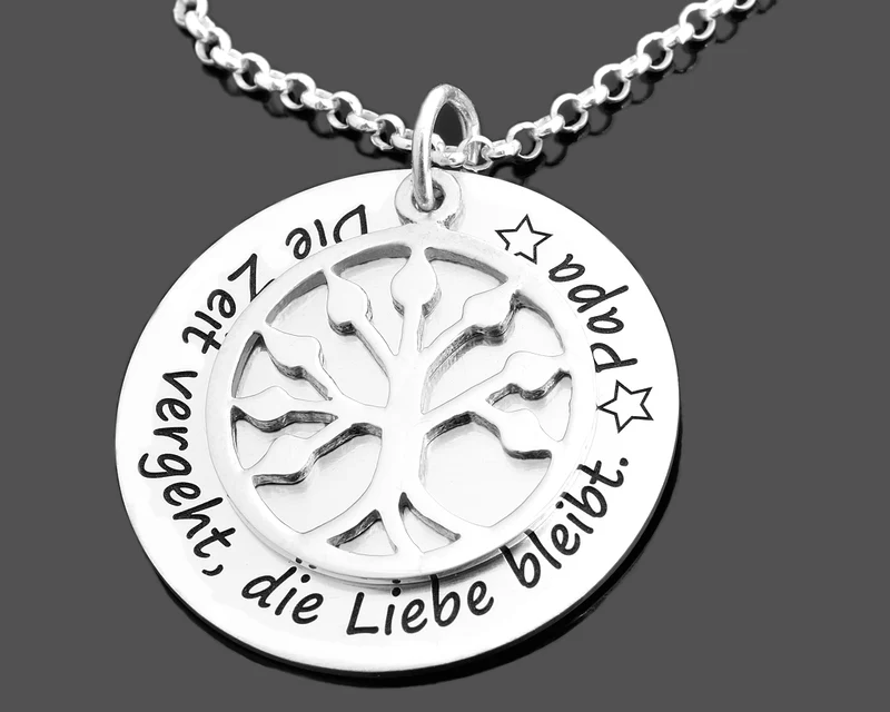 NAMENSKETTE MIT BAUM, GRAVUR SCHMUCK, FAMILIENKETTE MIT NAMEN