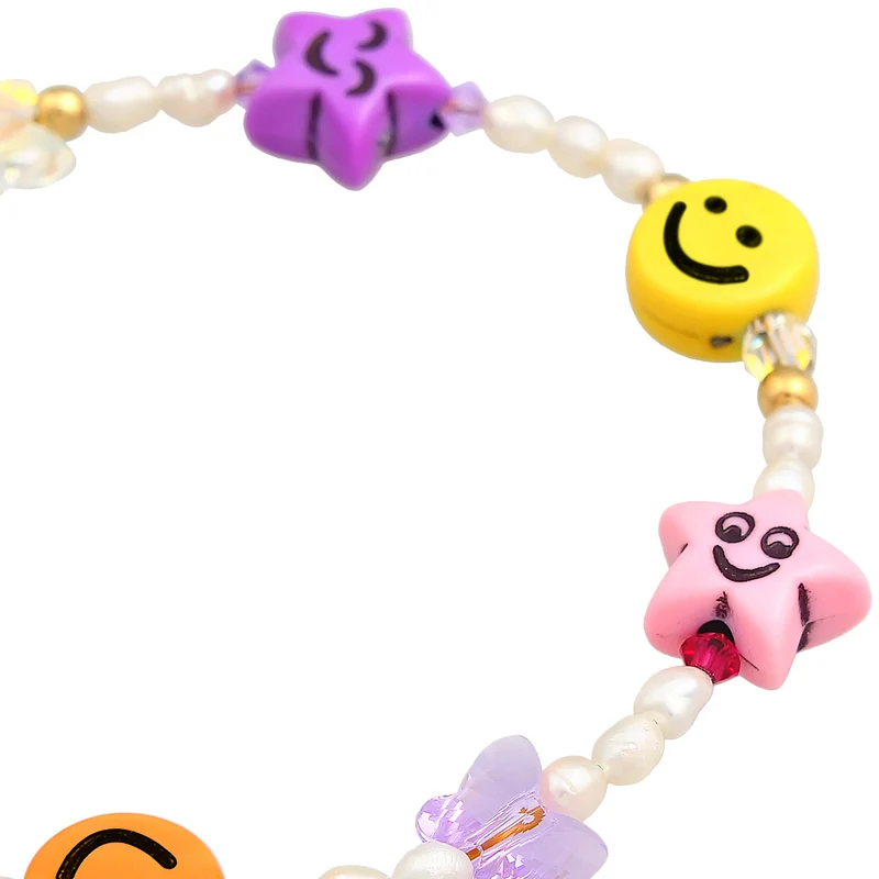Armband mit Smiling Face Beads | Süßwasserperlen, Nylon
