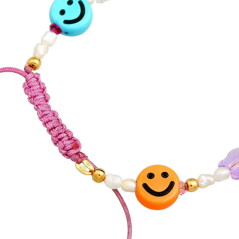 Armband mit Smiling Face Beads | Süßwasserperlen, Nylon