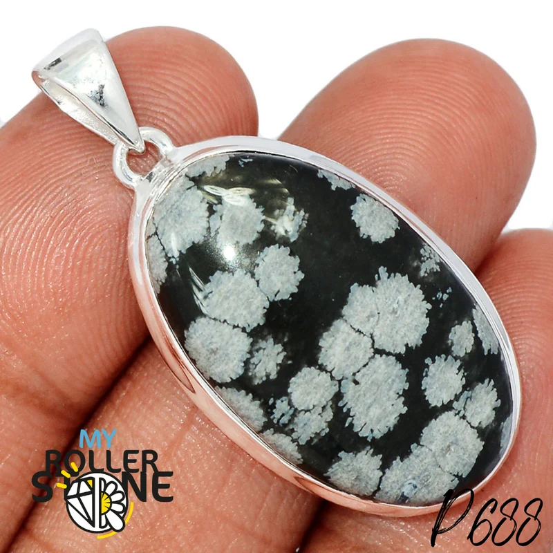 Schneeflocken Obsidian Anhänger P688