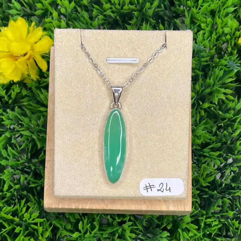 925 Silber Chrysopras-Anhänger #24