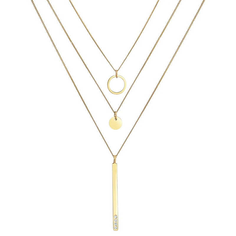 Layer-Halskette Plättchen Stab | Mit Kristallen von Swarovski® (Weiß)
