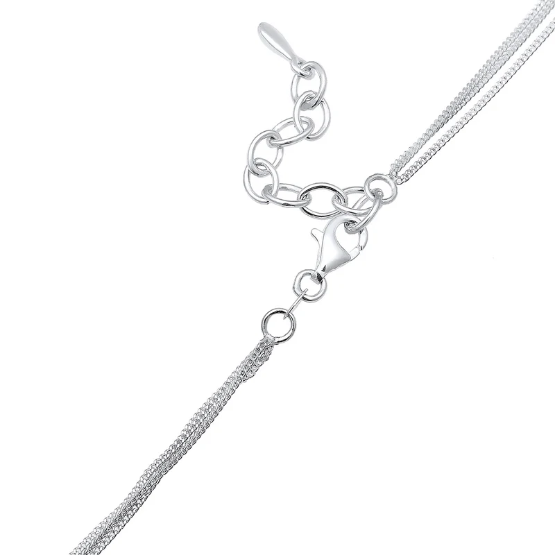 Layer-Halskette Plättchen Stab | Mit Kristallen von Swarovski® (Weiß)