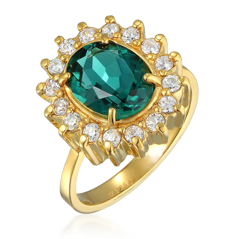 Cocktail Ring Royal | Zirkonia, Quarz (Weiß, Grün)