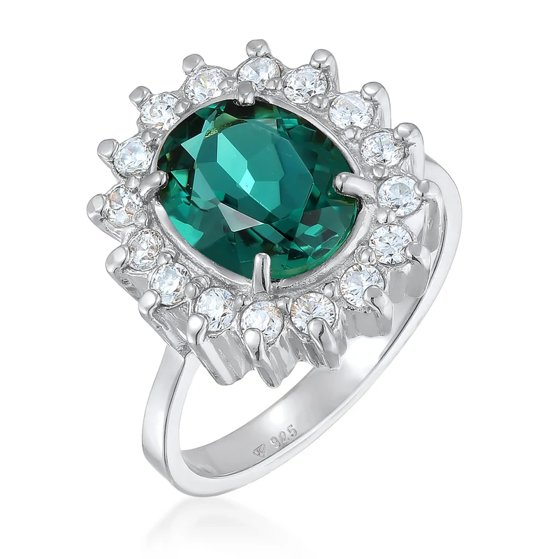 Cocktail Ring Royal | Zirkonia, Quarz (Weiß, Grün)