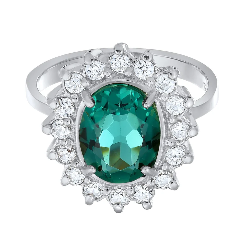 Cocktail Ring Royal | Zirkonia, Quarz (Weiß, Grün)