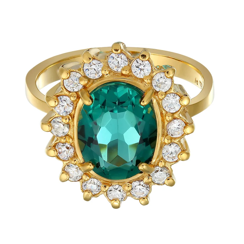 Cocktail Ring Royal | Zirkonia, Quarz (Weiß, Grün)