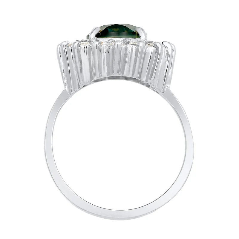 Cocktail Ring Royal | Zirkonia, Quarz (Weiß, Grün)