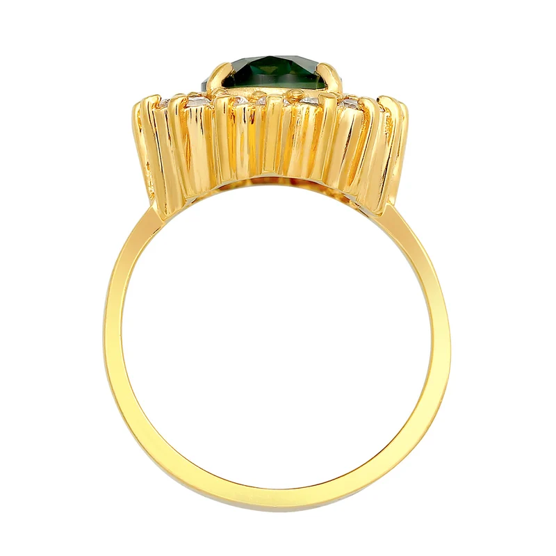 Cocktail Ring Royal | Zirkonia, Quarz (Weiß, Grün)