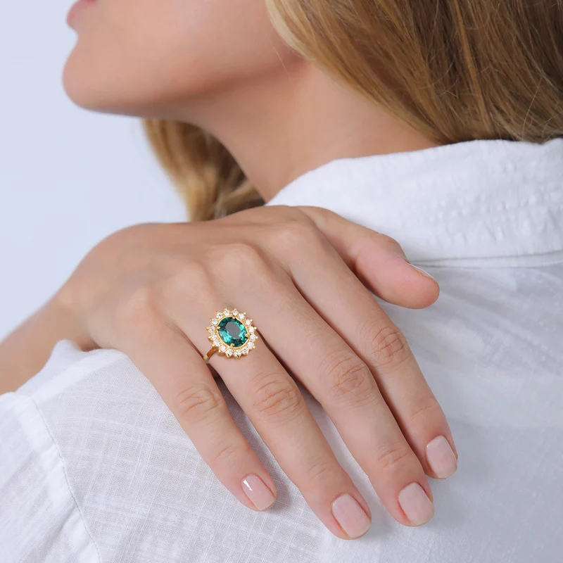 Cocktail Ring Royal | Zirkonia, Quarz (Weiß, Grün)