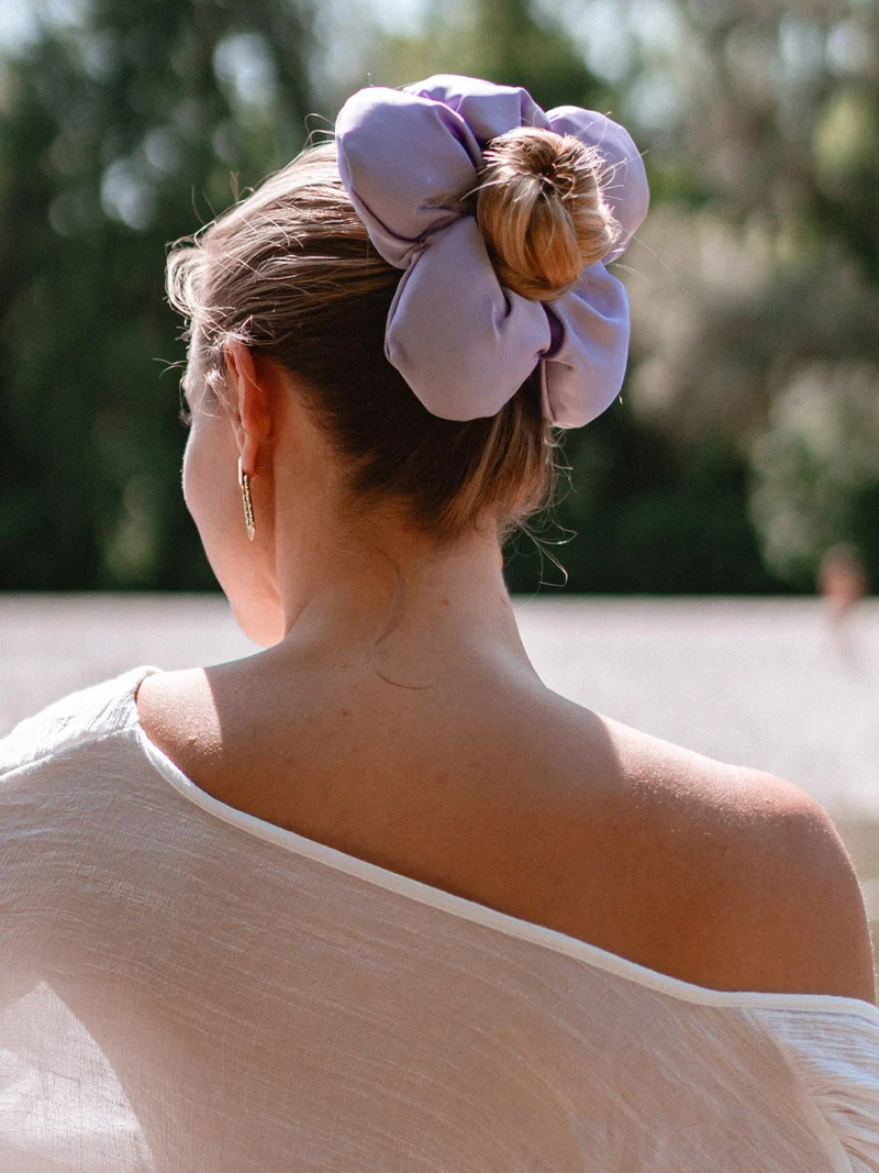 Cream Blossom Purple Scrunchie